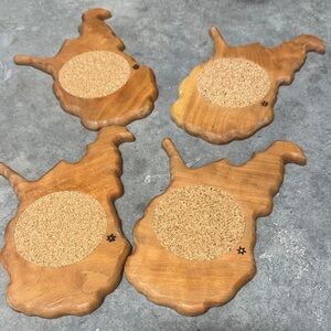 West Virginia!! Wooden State-Shaped Coasters with Cork Center, never used!!
